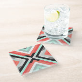 モダンで真新しい珊瑚の装飾的なデザイン ガラスコースター (アングル)