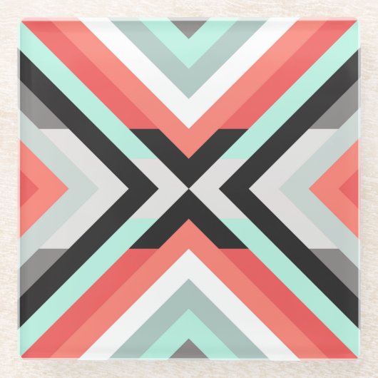 モダンで真新しい珊瑚の装飾的なデザイン ガラスコースター (正面)