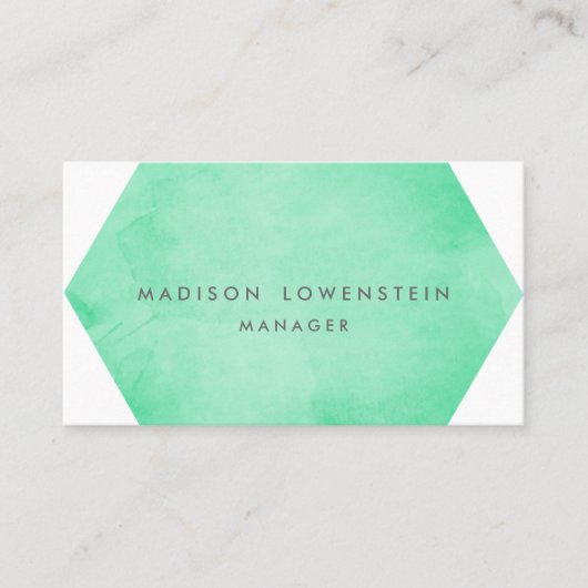 モダンで真新しい緑の水彩画の明るい上品 名刺 (正面)