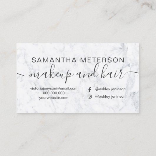 モダンで粋で白い大理石の化粧の毛 名刺 (裏面)