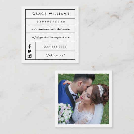 モダンで粋な写真撮影の名刺 スクエア名刺 (正面/裏面)