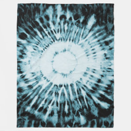 モダンで粋な絞り染めのティール（緑がかった色）の黒の青 フリースブランケット