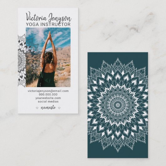 モダンで精神的な曼荼羅の写真のヨガ 名刺 (正面/裏面)