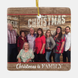 モダンで素朴でカスタムな2写真の家族写真 セラミックオーナメント
