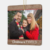 モダンで素朴でカスタムな2写真の家族写真 セラミックオーナメント (左)