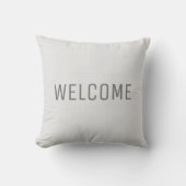 モダンで素朴で白くフェイクなバーラップの質の歓迎 クッション (正面)