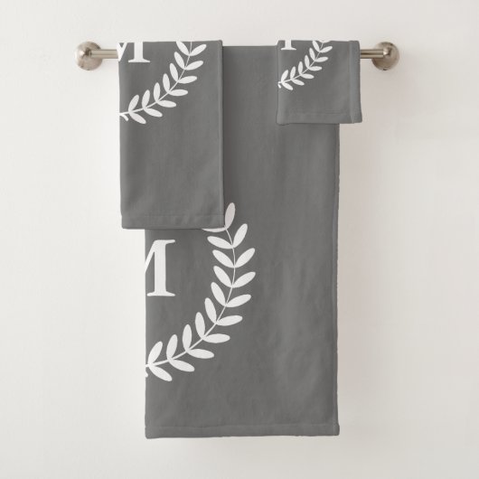 モダンで素朴で白く上品な月桂樹及び灰色 バスタオルセット (インサイチュ)