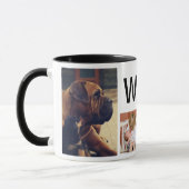 モダンで素朴なシカの(雄ジカの)枝角及び4つの家族写真 マグカップ (左)