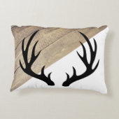 モダンで素朴な納屋木及び黒い(雄ジカの)枝角 アクセントクッション (裏面)
