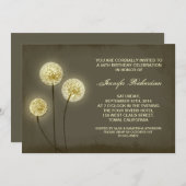 モダンで素朴な誕生日のタンポポの招待状 招待状 (正面/裏面)