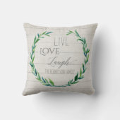 モダンで素朴な農家の水彩画のリース家族 クッション (裏面)