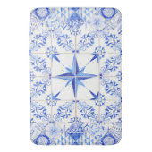 モダンで素朴な農家の航海のなビーチの青い白 バスマット (正面縦)