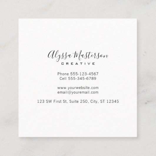 モダンで素朴な風化させたターコイズBarnwood スクエア名刺 (裏面)