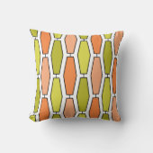 モダンで細長い六角形、オレンジおよびアボカド クッション (正面)