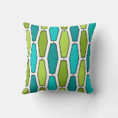 モダンで細長い六角形、ティール(緑がかった色)および緑 クッション (裏面)