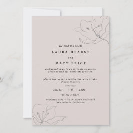 モダンで繊細なバラ色の花のエロープメント 招待状