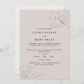 モダンで繊細なバラ色の花のエロープメント 招待状 (正面/裏面)