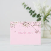 モダンで繊細な桜の花のピンクの感謝メッセージ ポストカード (スタンド正面)