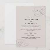 モダンで繊細な、優しいピンクの花を纏った、こっそりとした結婚式 招待状 (正面/裏面)