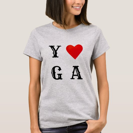 モダンで美しいヨガハート Tシャツ (正面)