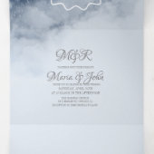 モダンで美しい山の雲と星の夜 三つ折り招待状 (内部中)