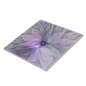 モダンで美しい抽象的なフラクトラルの花の芸術 タイル (側面)