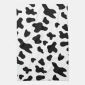 モダンで美しい黒と白の牛柄 キッチンタオル (縦)
