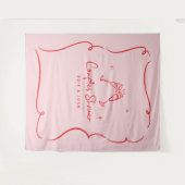 モダンで自然なエレガントな手書きのウェディングシャワー タペストリー (正面(横))