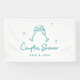 モダンで自然なエレガントな手書きのウェディングシャワー 横断幕