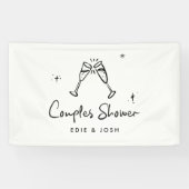 モダンで自然なエレガントな手書きのウェディングシャワー 横断幕 (横)