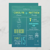 モダンで航海のなボート|の灯台リハーサルの夕食 招待状 (正面/裏面)