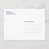 モダンで航海のな濃紺のいかりの招待状 インビテーションポストカード (裏面)