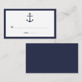 モダンで航海のな濃紺のいかりの結婚式 プレイスカード (正面/裏面)