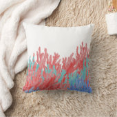 モダンで航海のな珊瑚のティール（緑がかった色）青い礁の花柄 クッション (ブランケット)