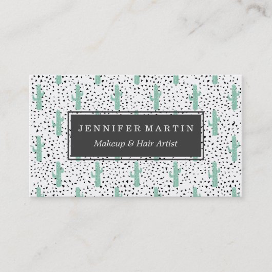 モダンで芸術的で抽象的なサボテンおよび三角形 名刺 (正面)