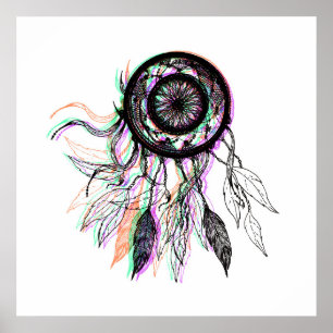 モダンで芸術的なネイティブアメリカンDreamcatcher ポスター