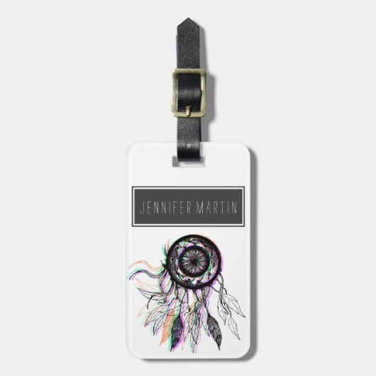 モダンで芸術的なネイティブアメリカンDreamcatcher ラゲッジタグ (正面縦)
