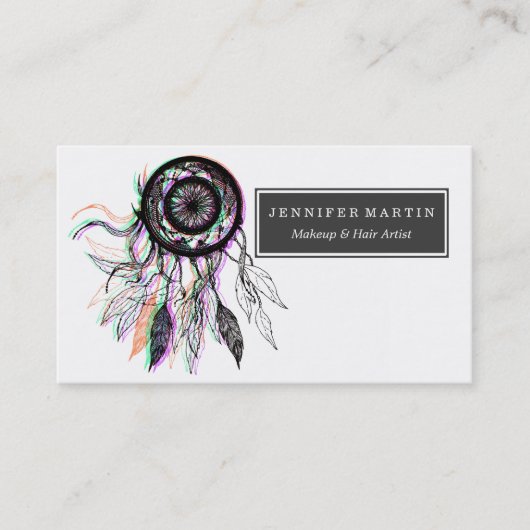 モダンで芸術的なネイティブアメリカンDreamcatcher 名刺 (正面)