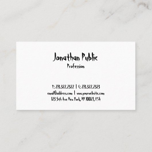 モダンで芸術的な原稿のデザインのプロフェッショナルのシンプル 名刺 (裏面)