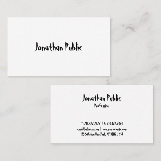 モダンで芸術的な原稿のデザインのプロフェッショナルのシンプル 名刺 (正面/裏面)