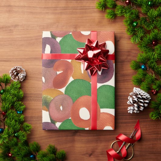 モダンで芸術的な秋のカラフルなパターン ラッピングペーパー (クリスマスギフト)