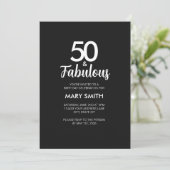 モダンで華やかな黒の50歳の誕生日 招待状 (スタンド正面)