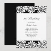 モダンで華やかな21歳の誕生日パーティー招待状 招待状 (正面/裏面)