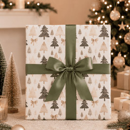 モダンで落ち着いたクリスマスツリーの包装紙 ラッピングペーパー