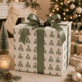 モダンで落ち着いたクリスマスツリーの包装紙 ラッピングペーパー