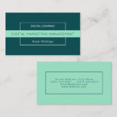 モダンで薄いフレームの優雅のティール(緑がかった色) 名刺 (正面/裏面)