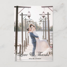 モダンで装飾的な2写真の結婚式のサンキューカード サンキューカード