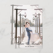 モダンで装飾的な2写真の結婚式のサンキューカード サンキューカード (正面/裏面)