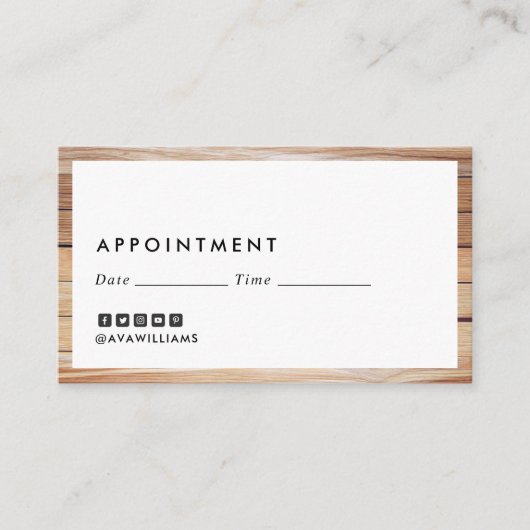 モダンで豪華な木製のボーダーきれいなレイアウトのアポイントメント 名刺 (正面)