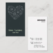 モダンで豪華な許可のハートの形の垂直 名刺 (正面/裏面)